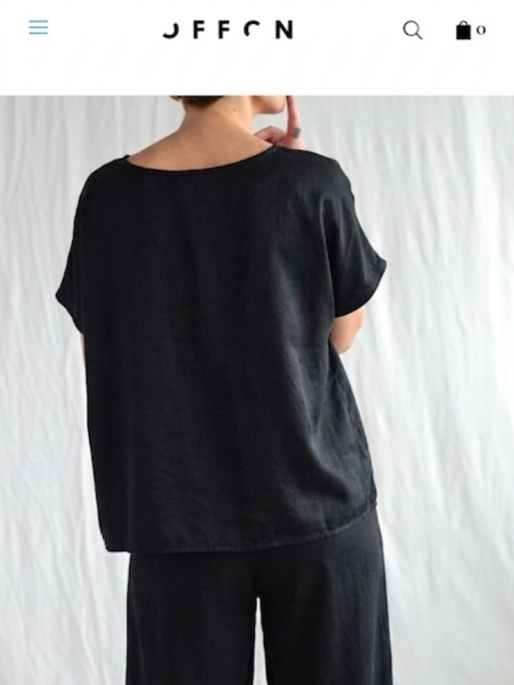 OFF ON Black Tencel Oversize Cropped Blouse Boxy Boat Neck Top XXS/XS Offon - Picture 2 of 15